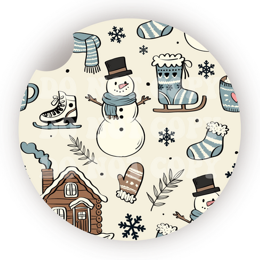 Winter Doodles Car Coaster Sublimation Transfer (Set of 2)