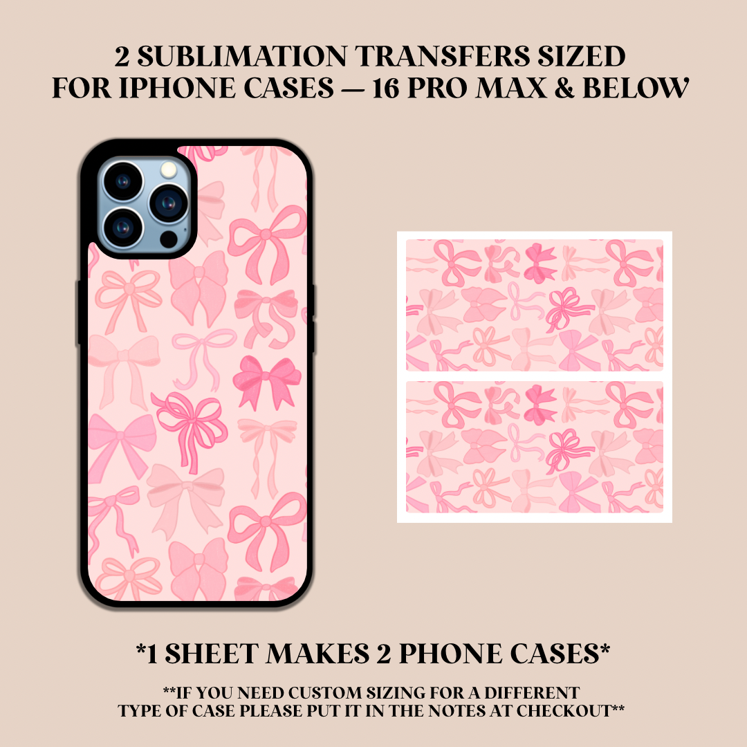 Pink Bows Phone Case Sublimation Transfer