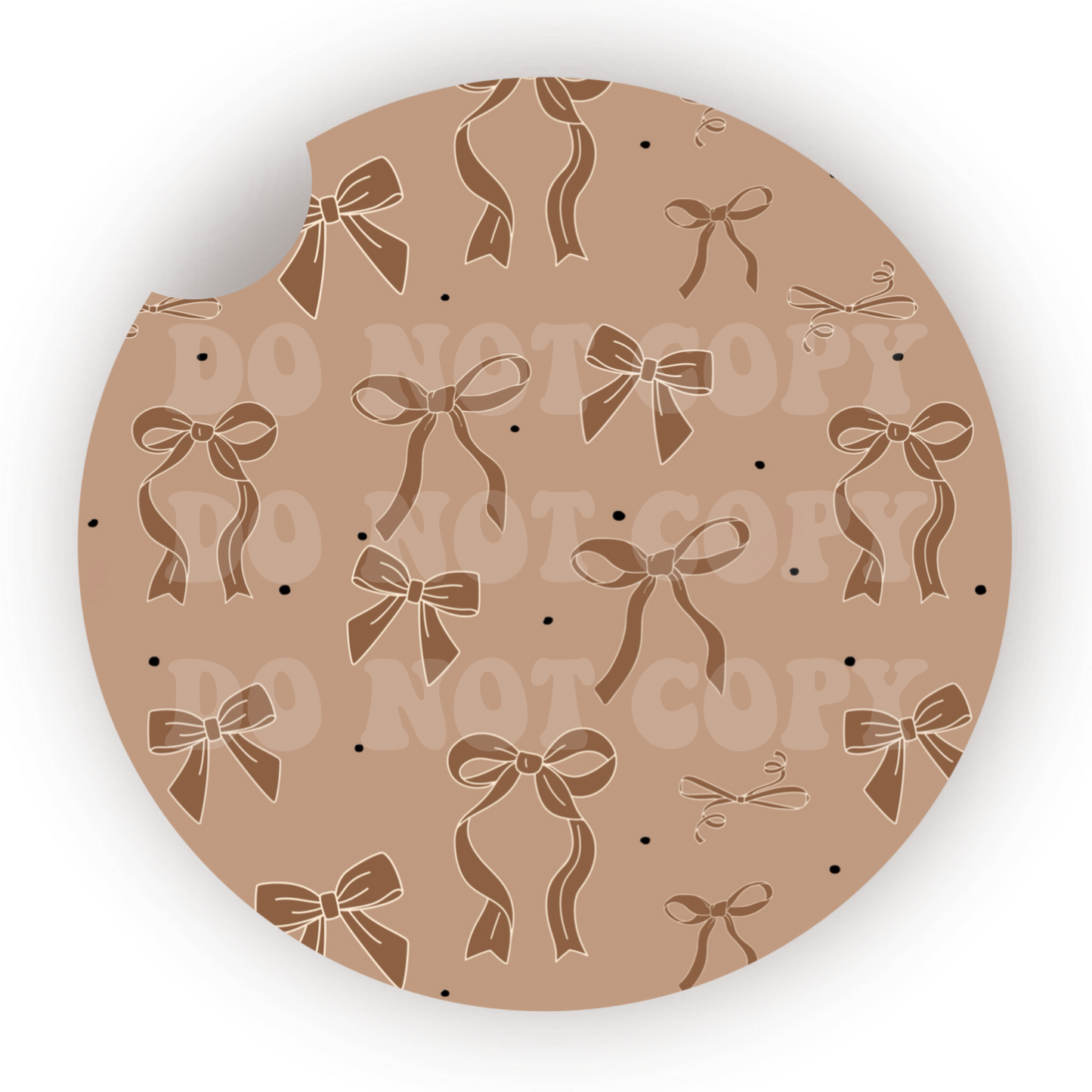 Tan Bows Car Coaster Sublimation Transfer (Set of 2)