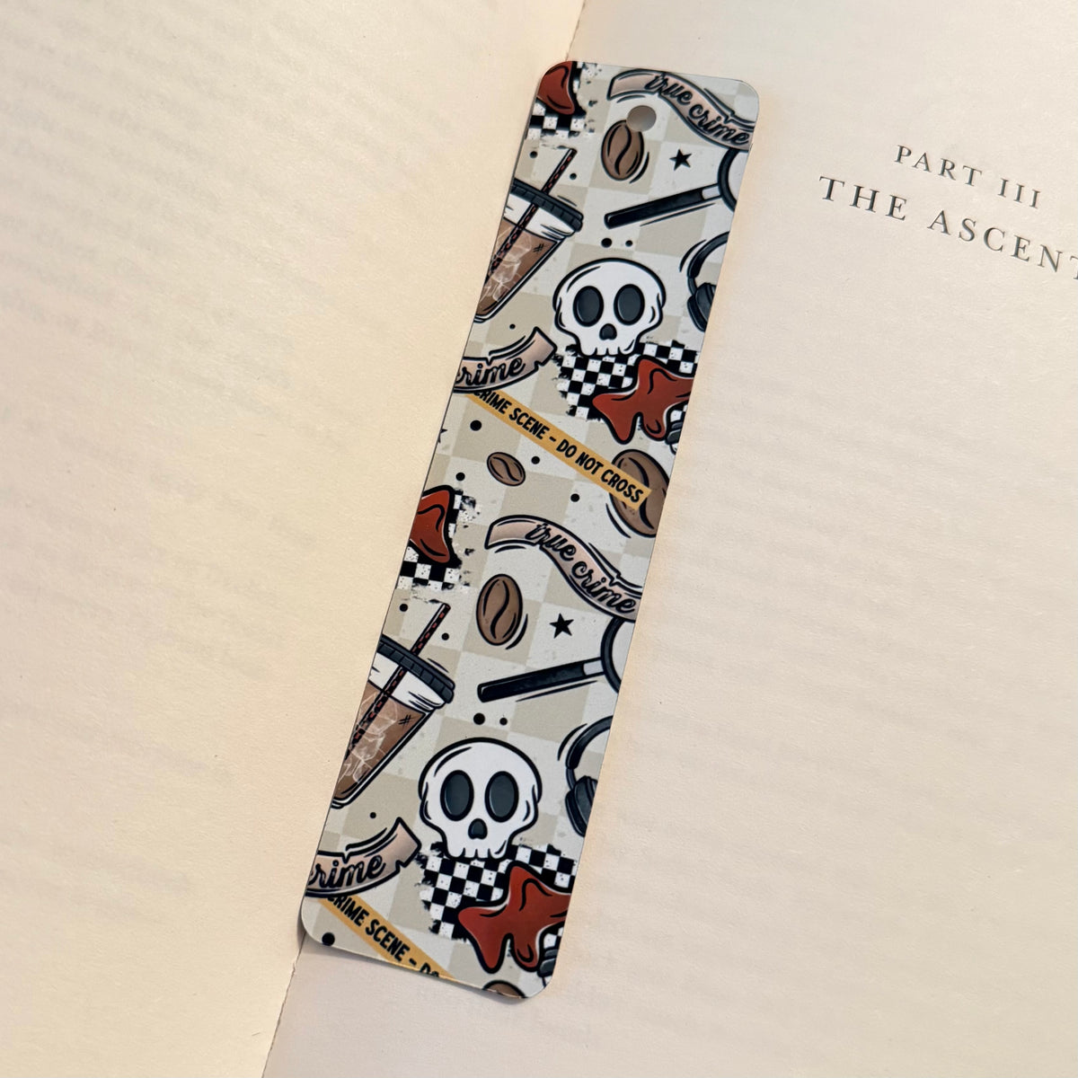 True Crime & Coffee Metal Bookmark No Tassel Included