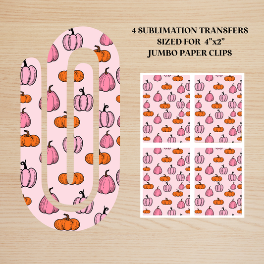 Pink & Orange Pumpkins Jumbo Paperclip Sublimation Transfer