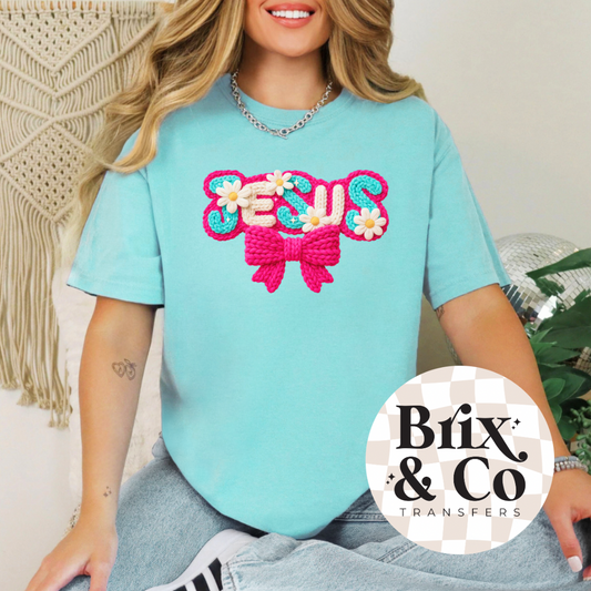 Faux Yarn Jesus DTF HOT PEEL