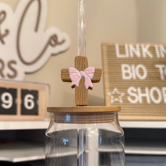 Coquette Cross 3D Printed Straw Topper