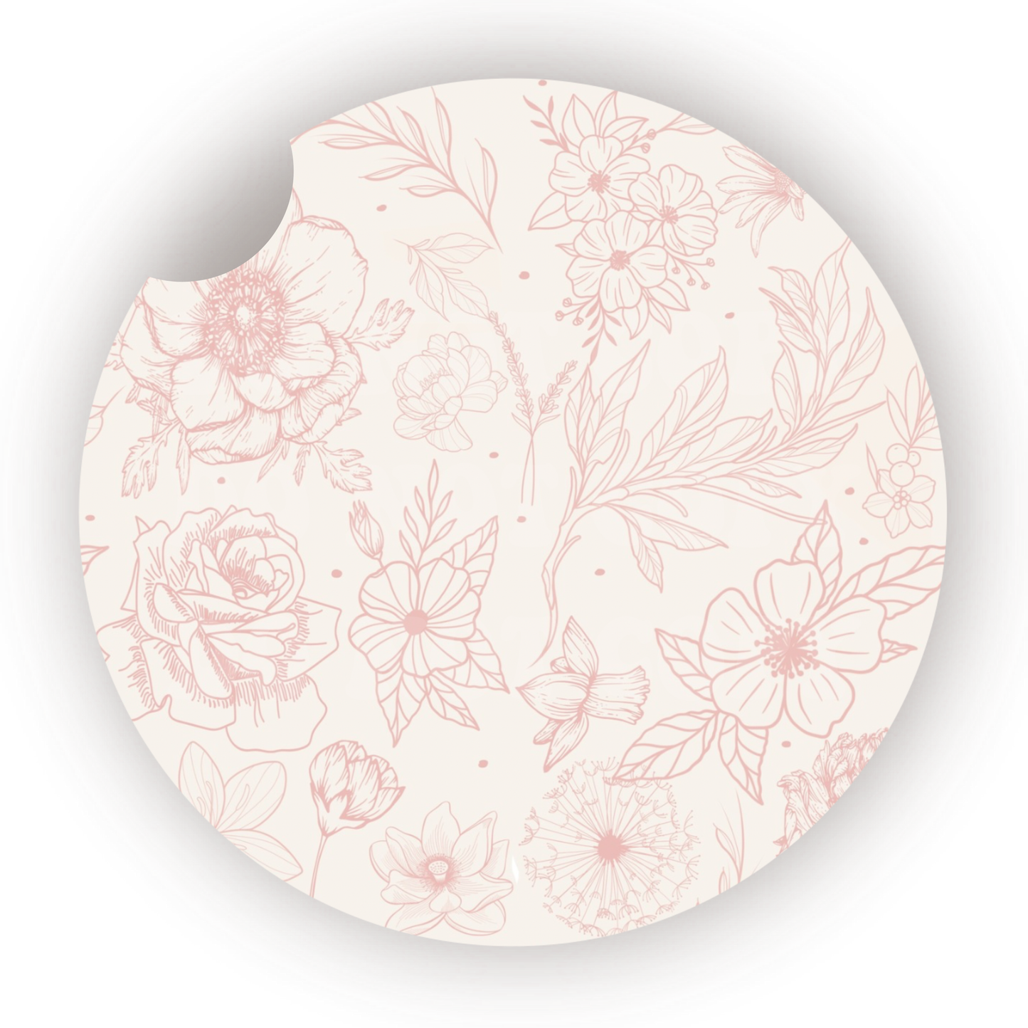 Light Pink Floral Car Coaster Sublimation Transfer (Set of 2)