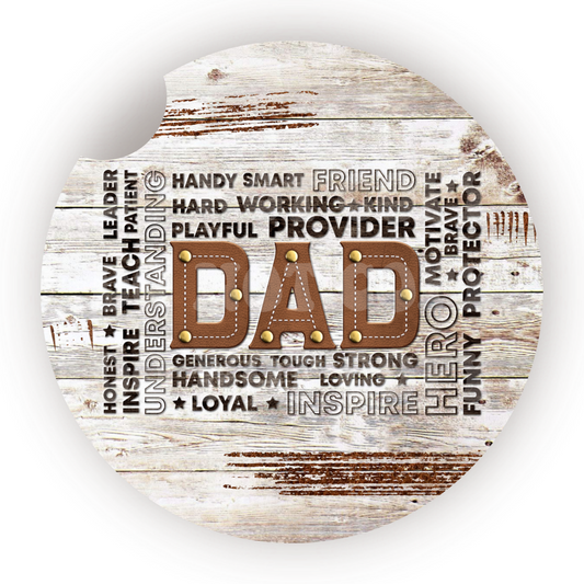 Dad Describing Words Car Coaster Sublimation Transfer (Set of 2)