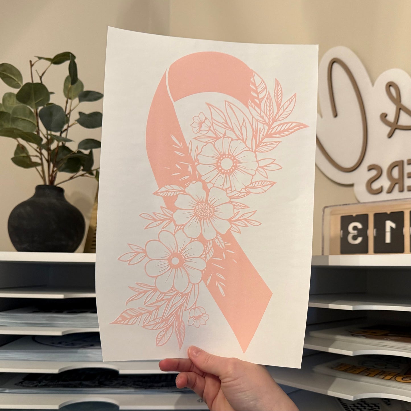 Floral Breast Cancer Awareness Single Color (Baby Pink)
