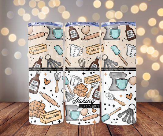 I’d Rather Be Baking 20 oz Skinny Tumbler Sublimation Transfer - Seamless