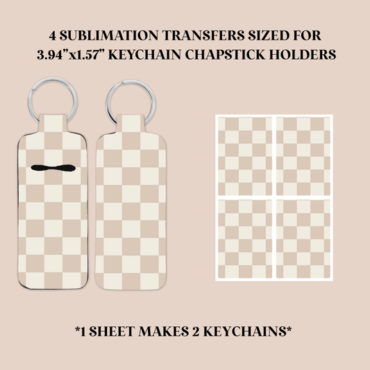 Neutral Checker Keychain Chapstick Holder Sublimation Transfer