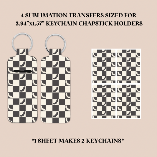 Bats Checker Keychain Chapstick Holder Sublimation Transfer