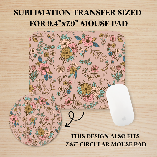 Boho Flowers Mouse Pad Sublimation Transfer