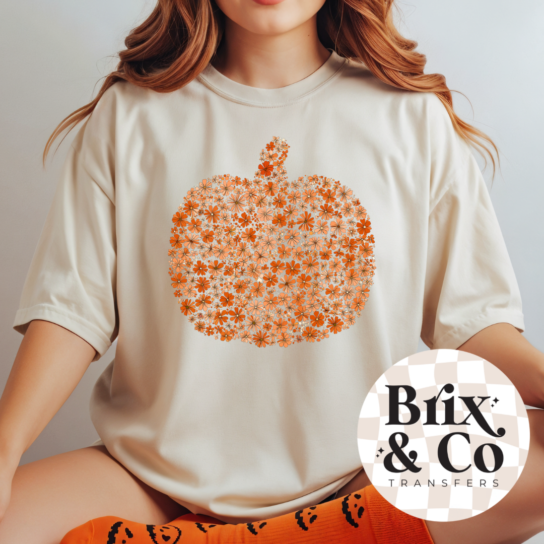 Floral Pumpkin DTF HOT PEEL