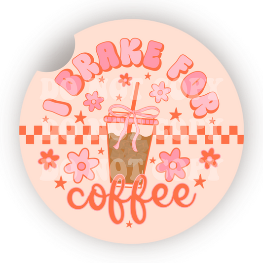 I Brake For Coffee Car Coaster Sublimation Transfer (Set of 2)