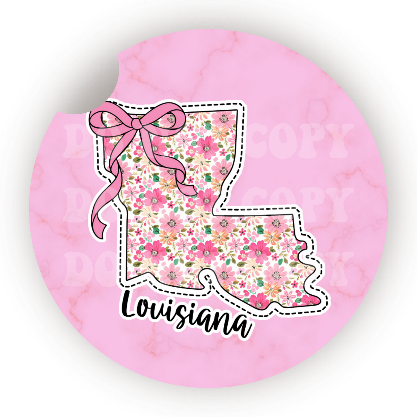 Floral State (Choose Your State) Car Coaster Sublimation Transfer (Set of 2)