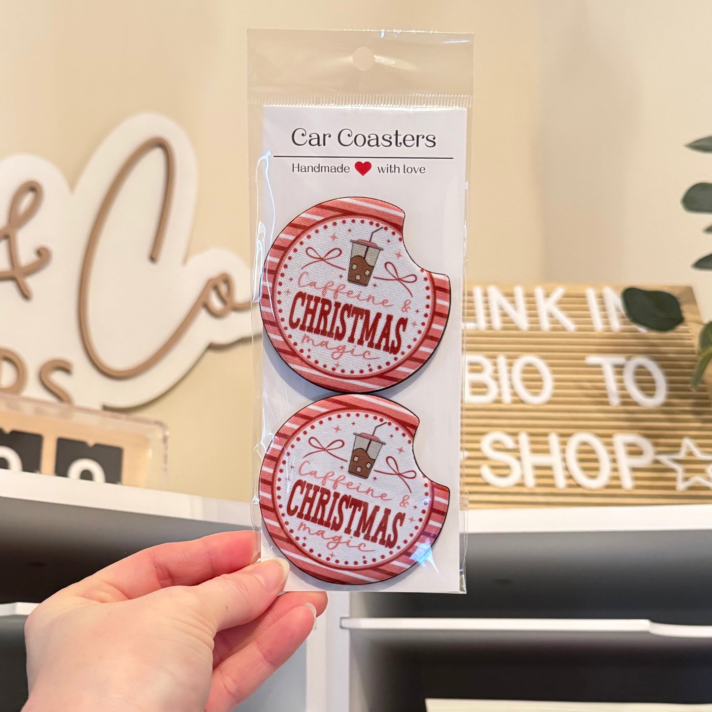 Caffeine & Christmas Magic Car Coasters