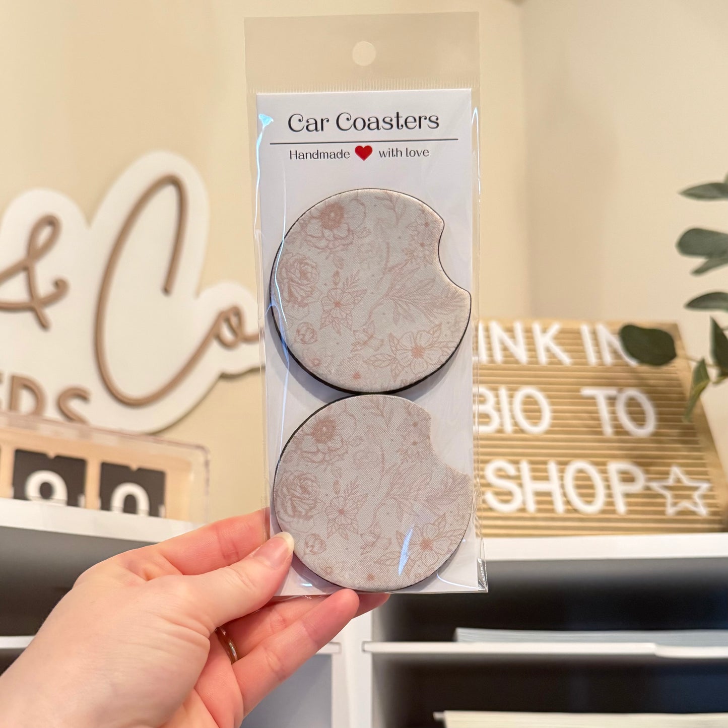 Light Pink Flowers Car Coasters
