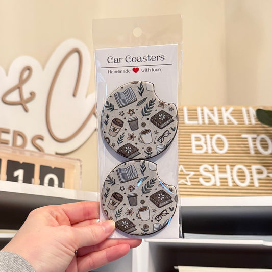 Books & Coffee Car Coasters