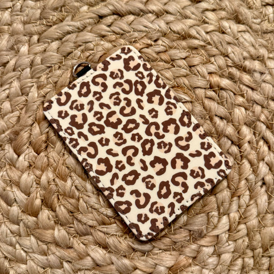Neutral Leopard ID Badge Holder