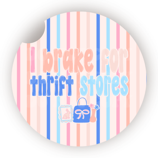 I Brake For Thrift Stores Car Coaster Sublimation Transfer (Set of 2)