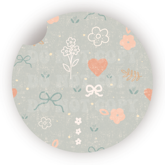 Vintage Floral Car Coaster Sublimation Transfer (Set of 2)