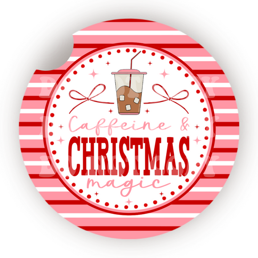 Caffeine & Christmas Magic Car Coaster Sublimation Transfer (Set of 2)