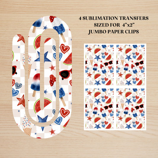 Patriotic Doodles Jumbo Paperclip Sublimation Transfer
