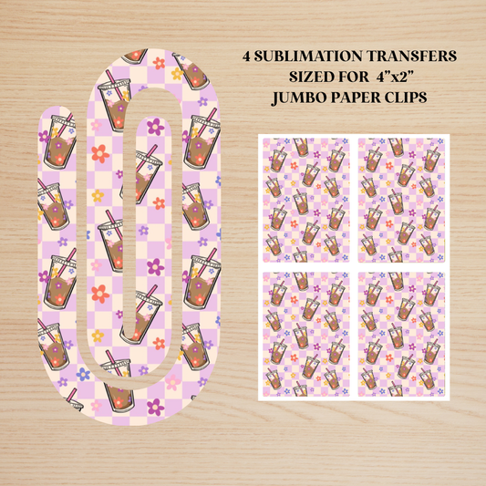 Checker Iced Coffee Checker Jumbo Paperclip Sublimation Transfer