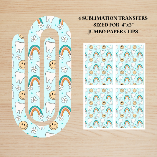 Dental Happy Face Checker Jumbo Paperclip Sublimation Transfer