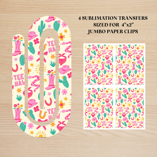 Yee Haw Doodles Jumbo Paperclip Sublimation Transfer