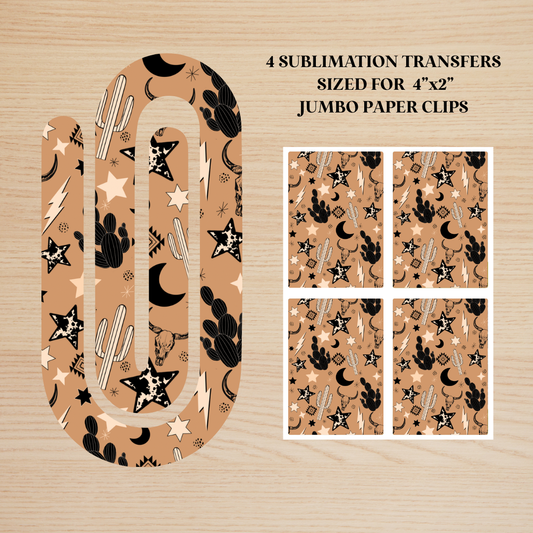 Western Doodles Jumbo Paperclip Sublimation Transfer