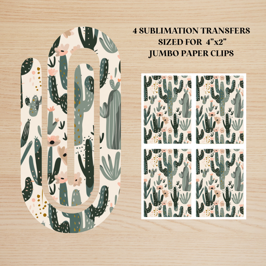Boho Cactus Jumbo Paperclip Sublimation Transfer