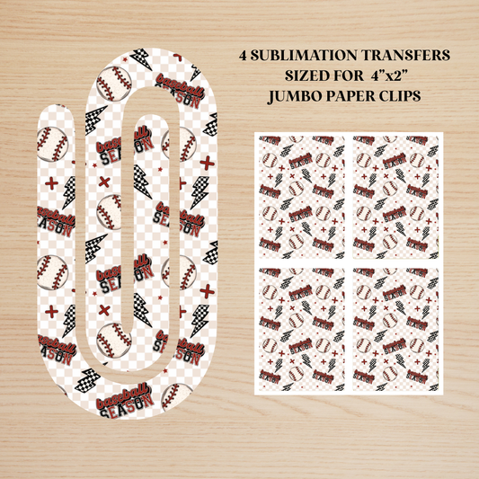 Baseball Season Jumbo Paperclip Sublimation Transfer