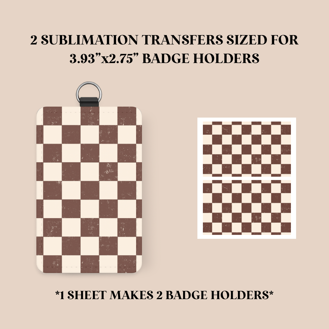 Brown & Cream Checker Badge Holder Sublimation Transfer