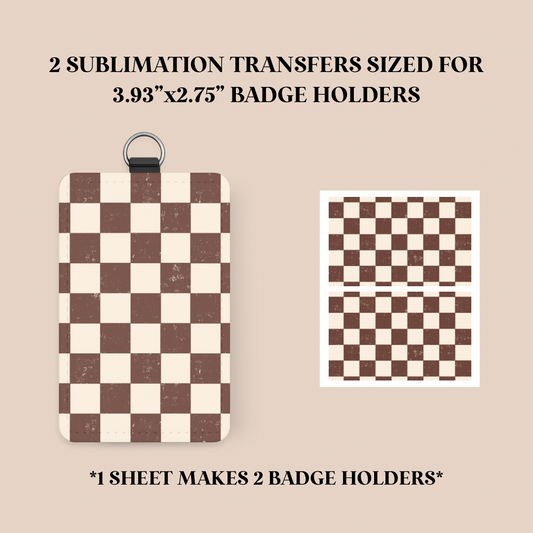 Brown & Cream Checker Badge Holder Sublimation Transfer
