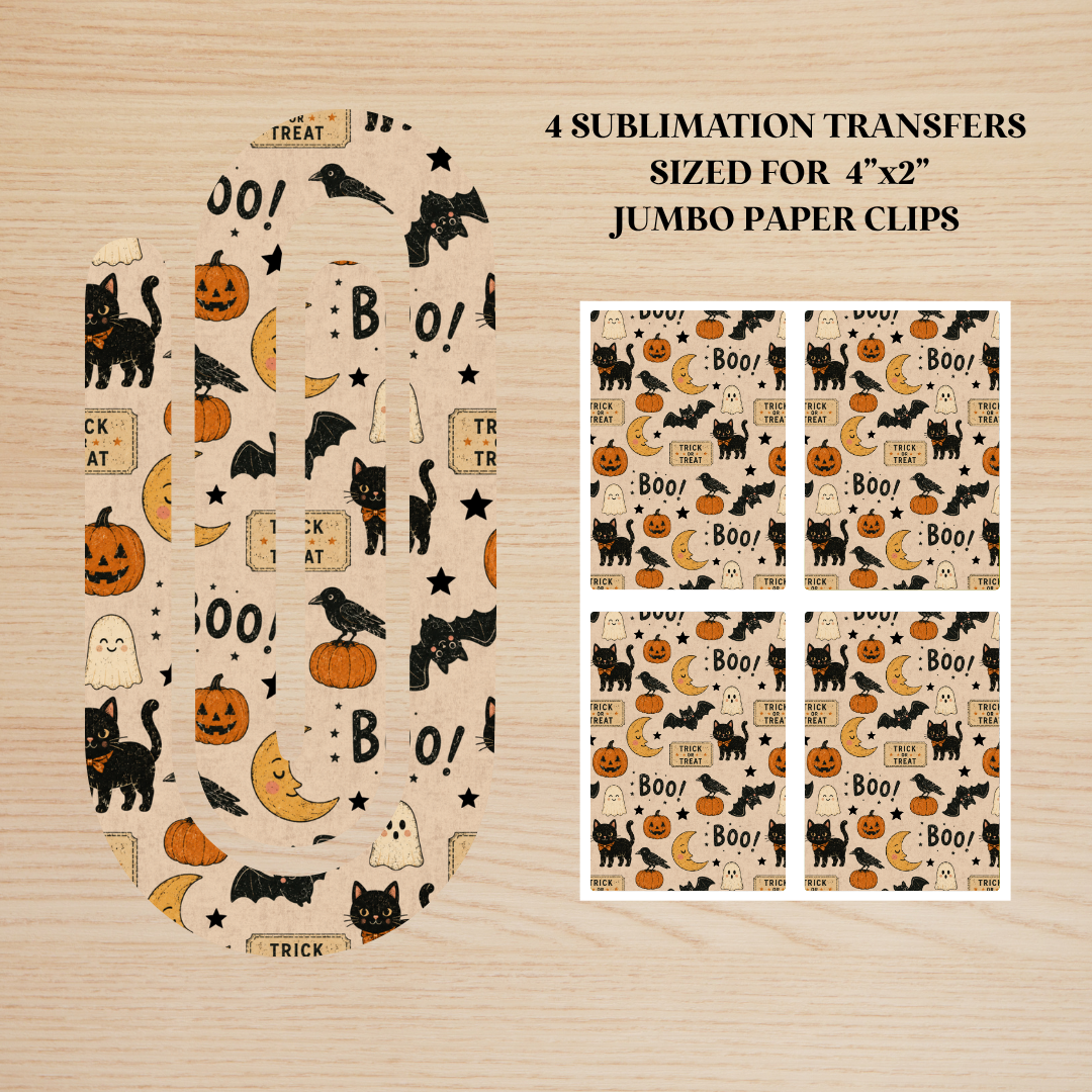 Vintage Halloween Jumbo Paperclip Sublimation Transfer