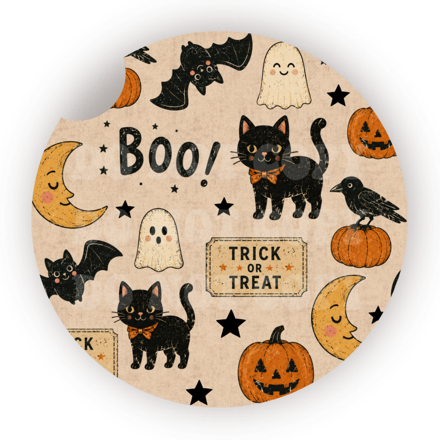 Vintage Halloween Car Coaster Sublimation Transfer (Set of 2)