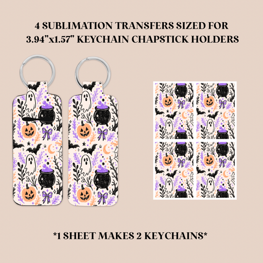Spooky Doodles Keychain Chapstick Holder Sublimation Transfer