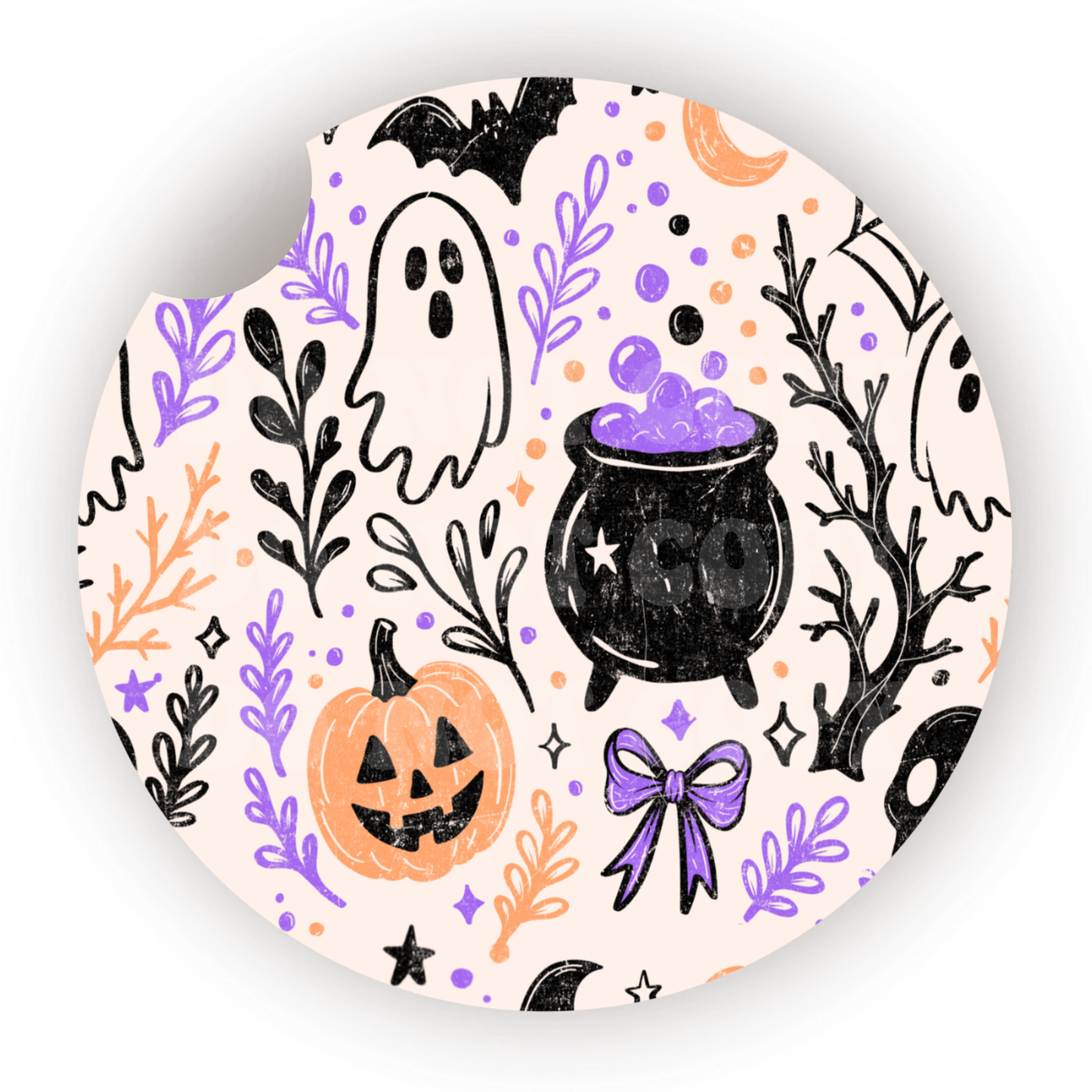 Spooky Doodles Car Coaster Sublimation Transfer (Set of 2)