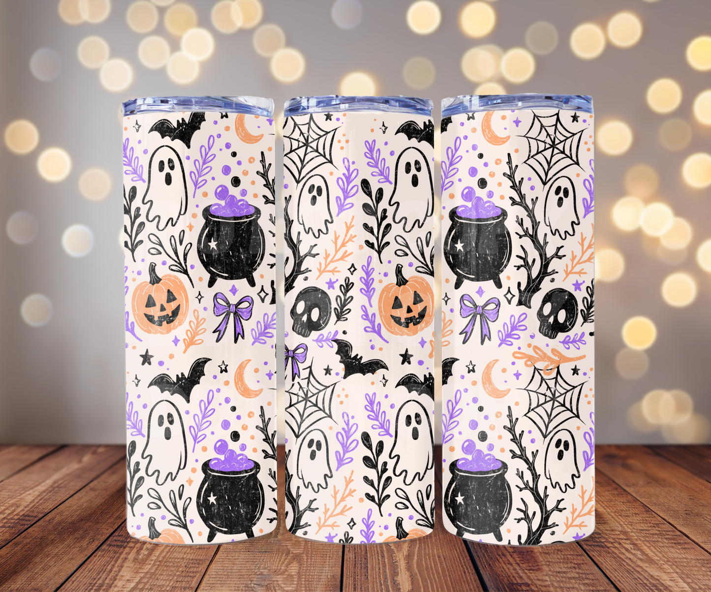 Spooky Doodles 20 oz Skinny Tumbler Sublimation Transfer - Seamless
