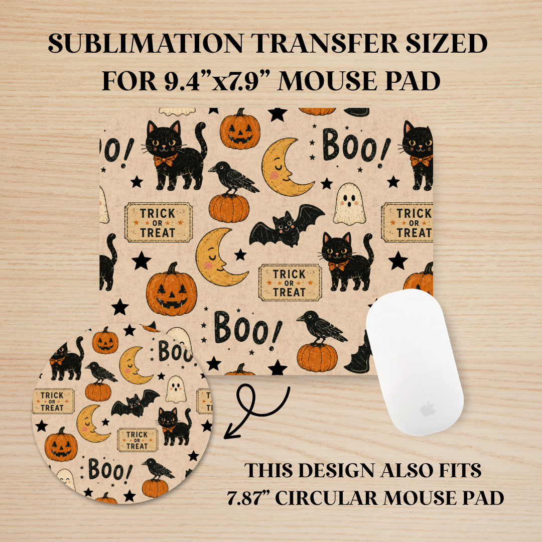 Vintage Halloween Mouse Pad Sublimation Transfer