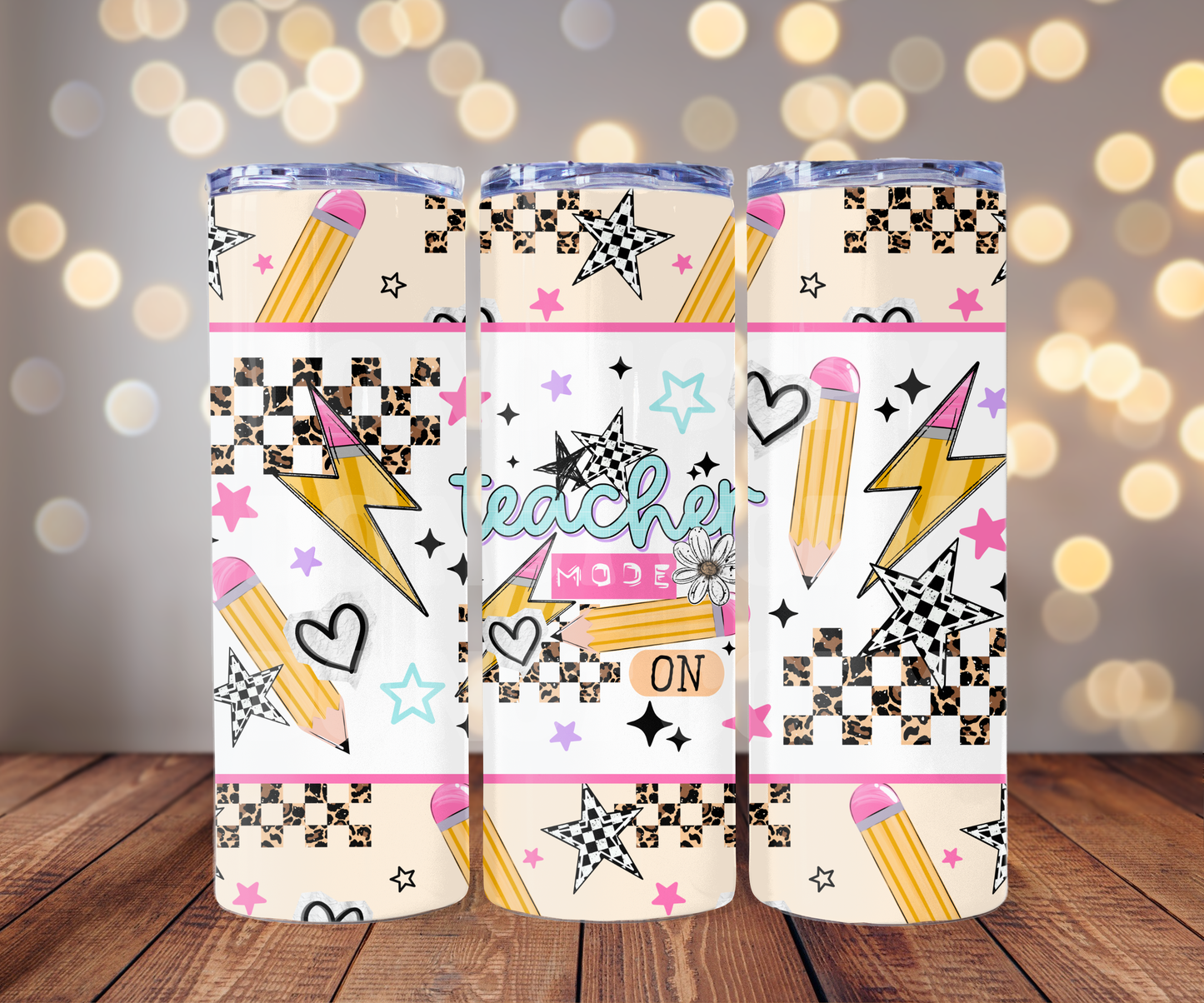 Teacher Mode 20 oz Skinny Tumbler Sublimation Transfer - Seamless
