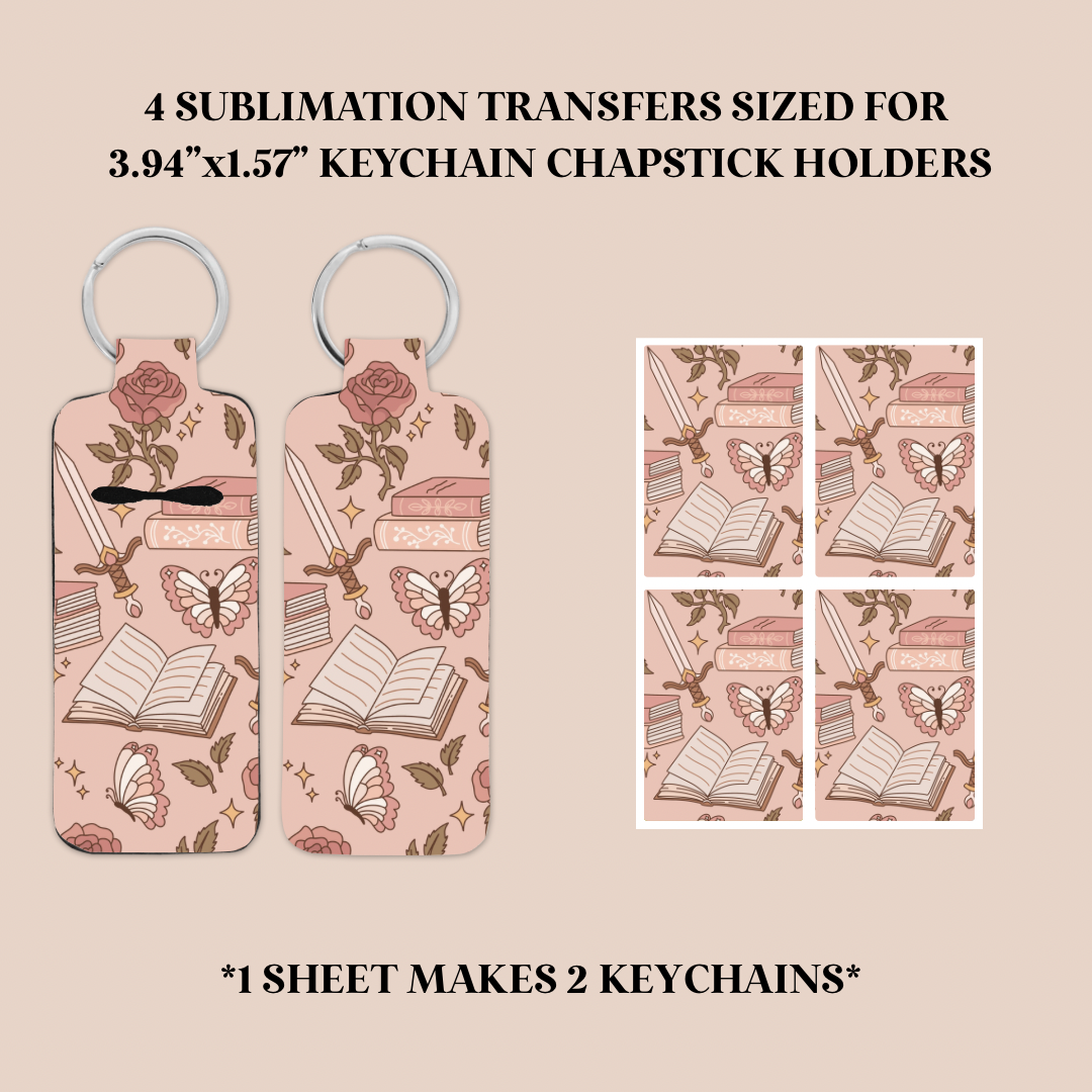 Romantasy Keychain Chapstick Holder Sublimation Transfer
