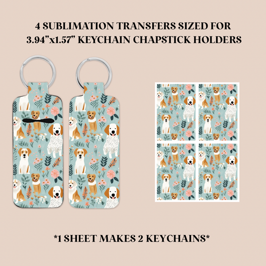 Dogs Keychain Chapstick Holder Sublimation Transfer