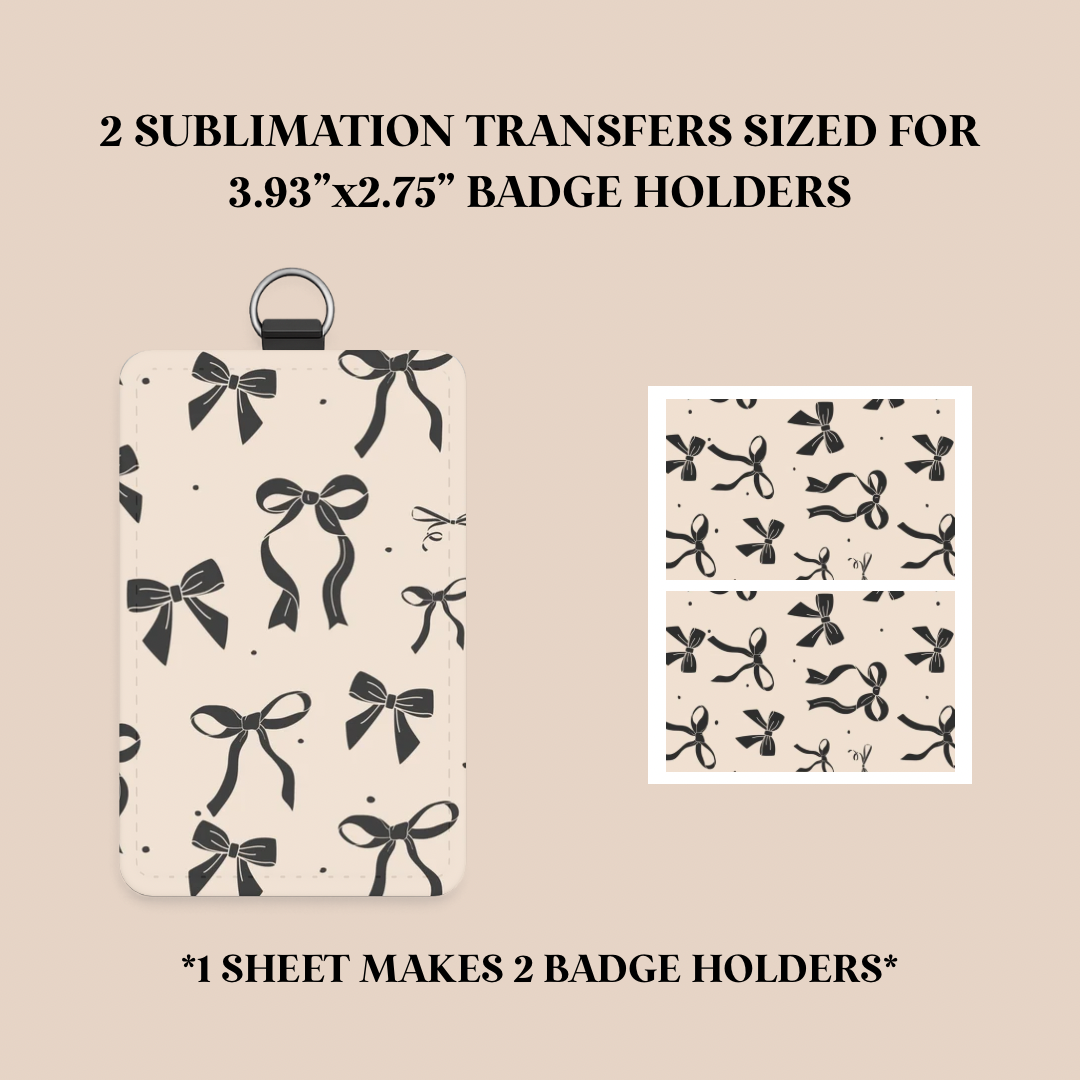 Black Bows Badge Holder Sublimation Transfer