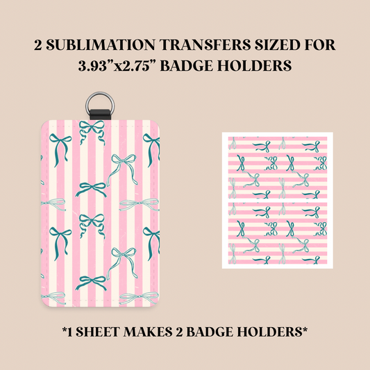 Teal Bows Badge Holder Sublimation Transfer