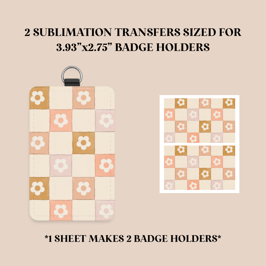 Floral Checker Badge Holder Sublimation Transfer