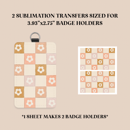 Floral Checker Badge Holder Sublimation Transfer