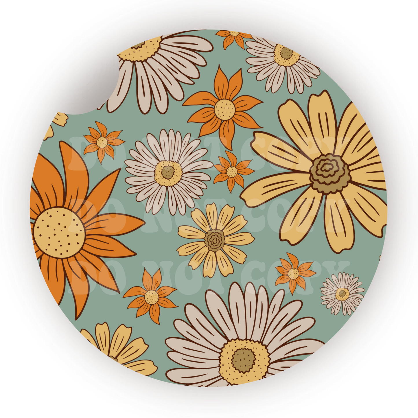 Fall Floral Car Coaster Sublimation Transfer (Set of 2)