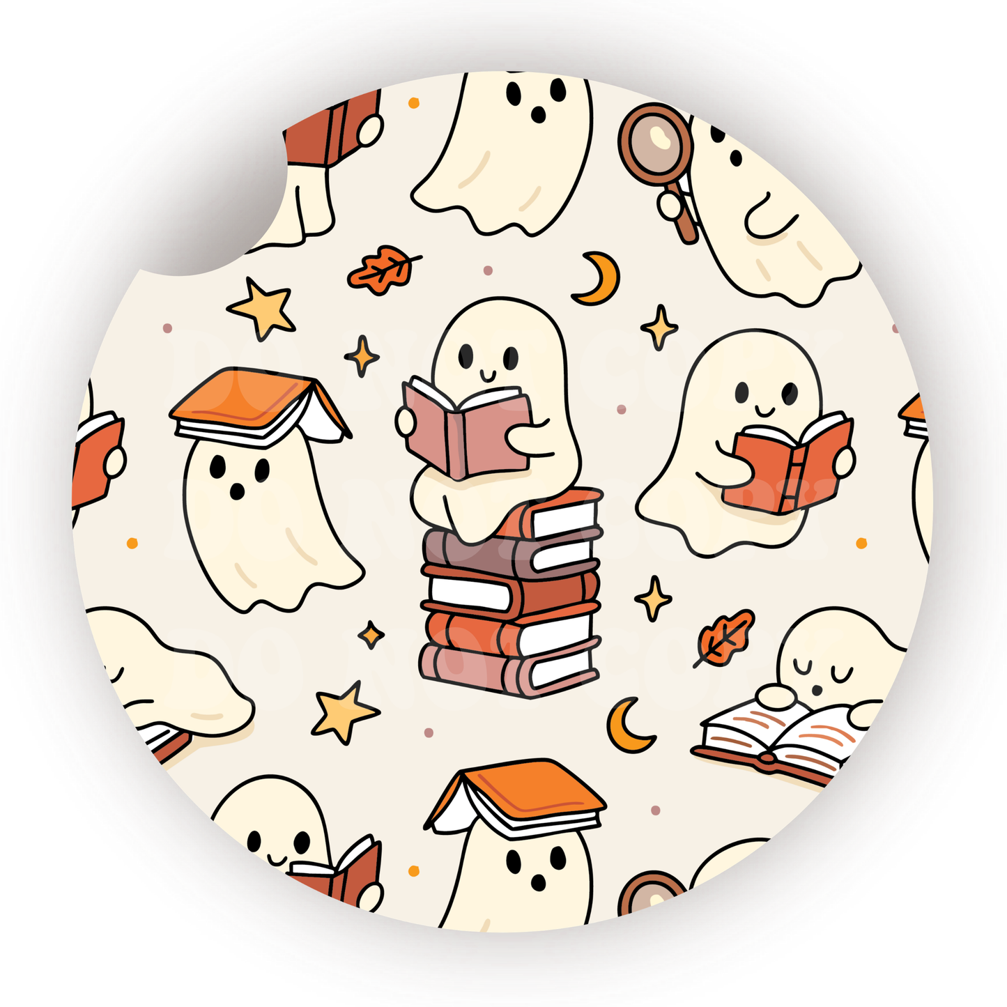 Bookish Ghosts Car Coaster Sublimation Transfer (Set of 2)