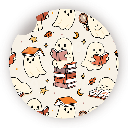 Bookish Ghosts Car Coaster Sublimation Transfer (Set of 2)