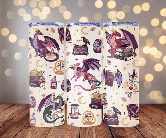 Dragon Doodles 20 oz Skinny Tumbler Sublimation Transfer - Seamless